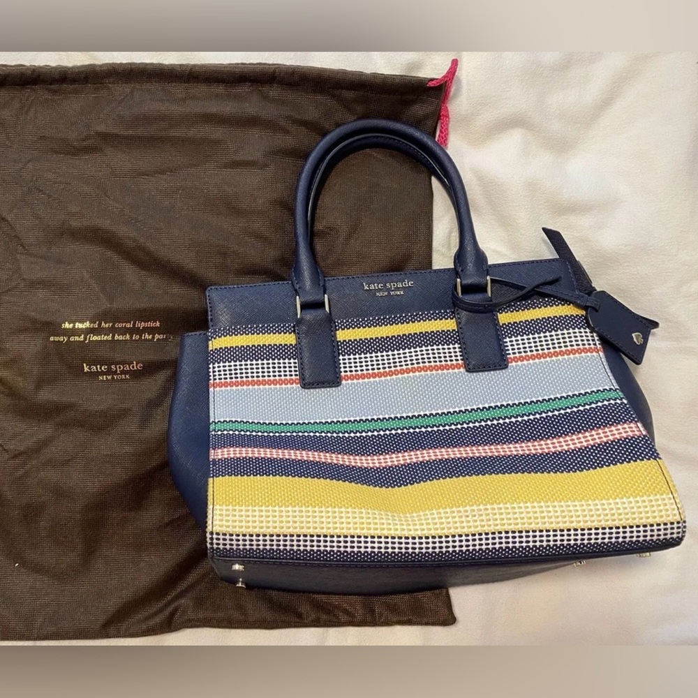 Kate Spade Cameron Boardwalk Stripe Medium Handbag w/dust bag & crossbody strap
